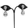Lange Oorclips Dames Gerhodineerd Druppel Clip-on Oorbellen met Strass