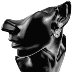Lange Oorclips Dames Gerhodineerd Druppel Clip-on Oorbellen met Strass