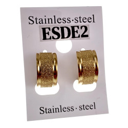 ∅13mm x 7mm Oorringen Unisex - Verguld RVS - Brede Oorbellen met Zand Design