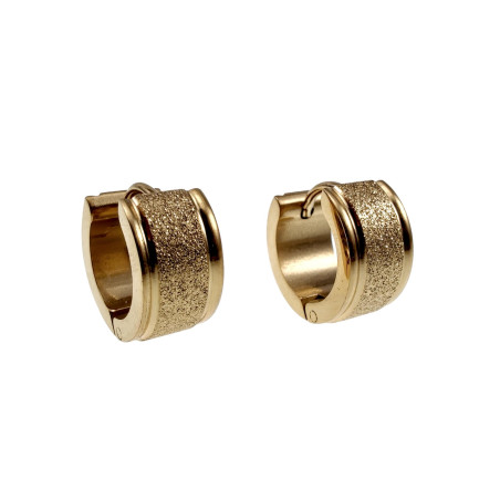 ∅13mm Oorringen Unisex - Verguld RVS Brede Oorbellen met Zand Design