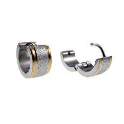 ∅13mm Oorringen Unisex - Bicolor RVS Brede Oorbellen met Zand Design