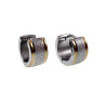 ∅13mm Oorringen Unisex - Bicolor RVS Brede Oorbellen met Zand Design