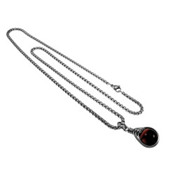 60cm x 3mm Jasseron-Ketting + Tijgeroogsteen Hanger Dames - RVS