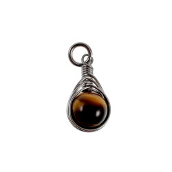 60cm x 3mm Jasseron-Ketting + Tijgeroogsteen Hanger Dames - RVS