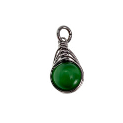 60cm x 3mm Jasseron-Ketting + Groene Kattenoogsteen Hanger Dames - RVS