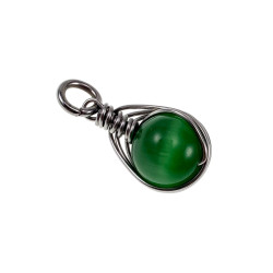 60cm x 3mm Jasseron-Ketting + Groene Kattenoogsteen Hanger Dames - RVS