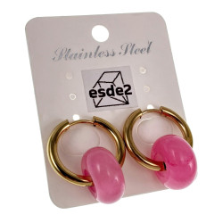 Oorringen met Chalcedoonsteen - Verguld RVS Oorbellen met Donut Hanger