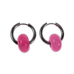 Oorringen met Chalcedoonsteen Gepolijst RVS Oorbellen met Donut Hanger