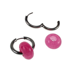 Oorringen met Chalcedoonsteen Gepolijst RVS Oorbellen met Donut Hanger