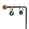 ∅19mm x 2,5mm Oorringen met Taiwan Jade-Steen - Verguld RVS - Dames Oorbellen met Donut Hanger