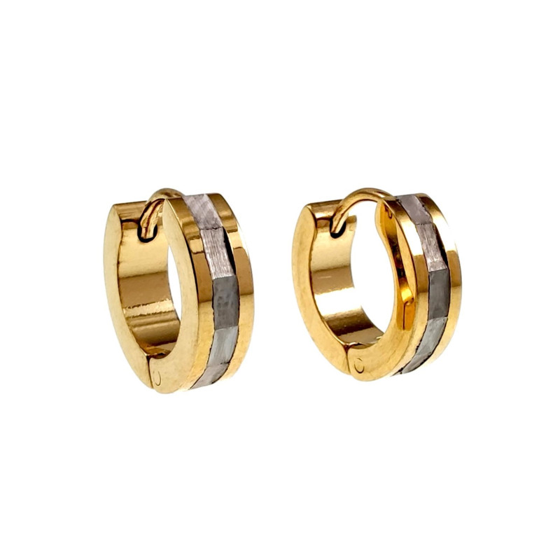 ∅13mm x 4mm Oorringen Unisex - Verguld RVS - Bicolor Oorbellen ∅13mm x 4mm Oorringen Unisex - Verguld RVS - Bicolor Oorbellen