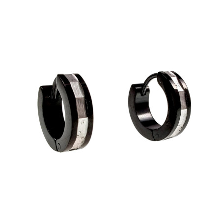∅13mm Oorringen Unisex - Zwarte PVD-Coating  RVS - Bicolor Oorbellen