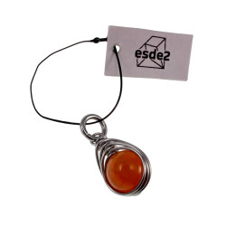 60cm x 3mm Jasseron-Ketting + Orange Drakenader Agaatsteen Hanger RVS