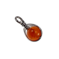 60cm x 3mm Jasseron-Ketting + Orange Drakenader Agaatsteen Hanger RVS