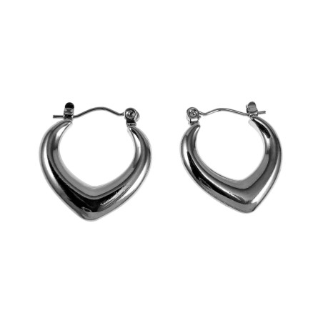 ∅21mm Oorringen Dames - Zilverkleurige RVS - Hart-Design Oorbellen