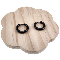 ∅22mm x 4mm Oorringen Unisex - Zwart PVD-Coating RVS - Oorbellen