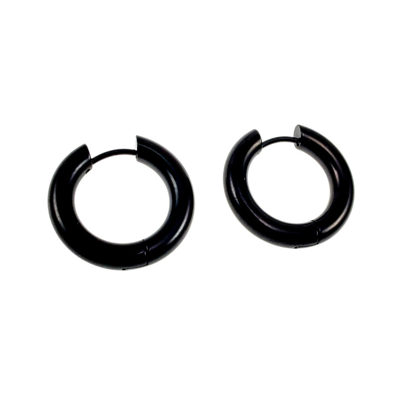 ∅22mm x 4mm Oorringen Unisex - Zwart PVD-Coating RVS - Oorbellen ∅22mm x 4mm Oorringen Unisex - Zwart PVD-Coating RVS - Oorbellen