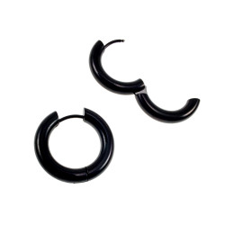 ∅22mm x 4mm Oorringen Unisex - Zwart PVD-Coating RVS - Oorbellen