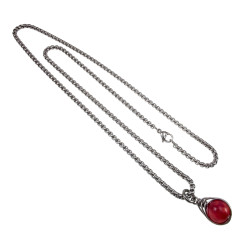 60cm x 3mm Jasseron-Ketting + Rode Drakenader Agaatsteen Hanger RVS