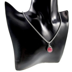 60cm x 3mm Jasseron-Ketting + Rode Drakenader Agaatsteen Hanger RVS