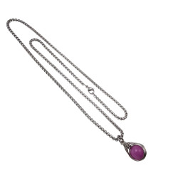 RVS Handgemaakt Visgraat Techniek Paarse Chalcedoon-Jade Steen Hanger
