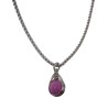 RVS Handgemaakt Visgraat Techniek Paarse Chalcedoon-Jade Steen Hanger