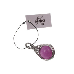 RVS Handgemaakt Visgraat Techniek Paarse Chalcedoon-Jade Steen Hanger