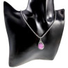 60cm x 3mm Jasseron-Ketting + Paarse Chalcedoon-Jade Steen Hanger RVS