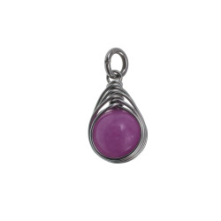 60cm x 3mm Jasseron-Ketting + Paarse Chalcedoon-Jade Steen Hanger RVS