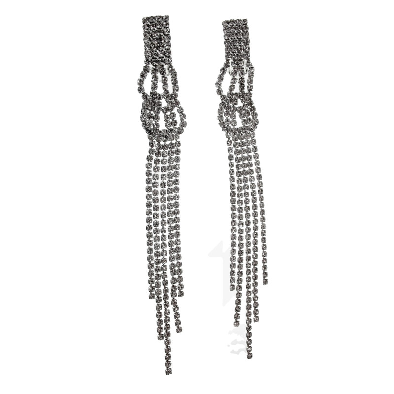 117mm Lang Clip-on Oorbellen Dames - Zilverkleur Oorclips met Heldere Zirkoniasteen