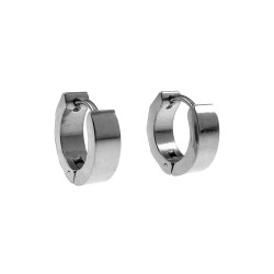 ∅13mm x 4mm Oorringen Unisex - Gepolijst RVS - Zilverkleur Oorbellen Dames - Heren