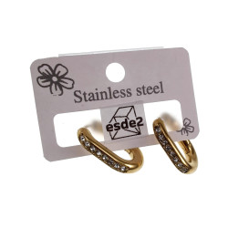 22mm x 16mm U-Oorringen Dames - Veguld RVS - Oorbellen met Strass