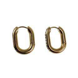 22mm x 16mm U-Oorringen Dames - Veguld RVS - Oorbellen met Strass