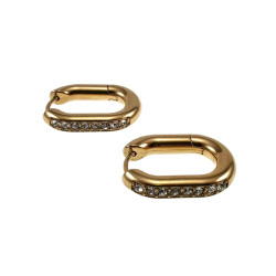 22mm x 16mm U-Oorringen Dames - Veguld RVS - Oorbellen met Strass