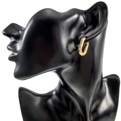 22mm x 16mm U-Oorringen Dames - Veguld RVS - Oorbellen met Strass