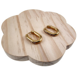 22mm x 16mm U-Oorringen Dames - Veguld RVS - Oorbellen met Strass