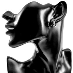 ∅13mm x 4mm Oorringen Unisex - Zilverkleurig RVS Oorbellen met Strepen