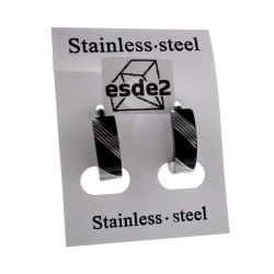 ∅13mm Oorringen Unisex - RVS Zwarte PVD-Coating Oorbellen met Strepen