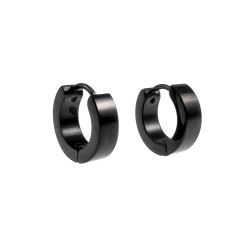 ∅13mm Oorringen Unisex - RVS Zwarte PVD-Coating Oorbellen met Strepen