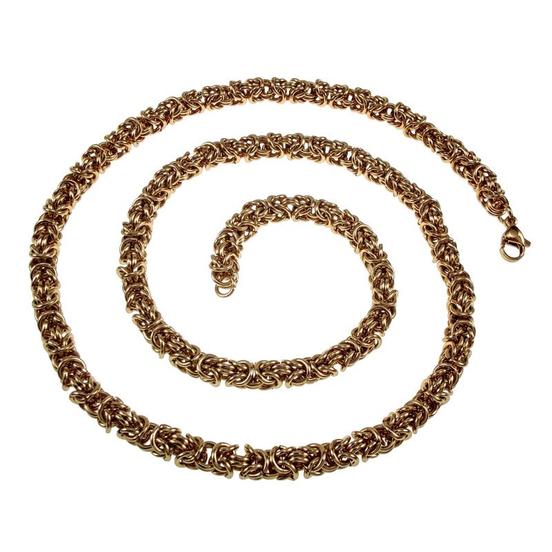 60cm Koningsketting Heren - Verguld RVS Byzantijnse Schakelketting 60cm Koningsketting Heren - Verguld RVS Byzantijnse Schakelketting