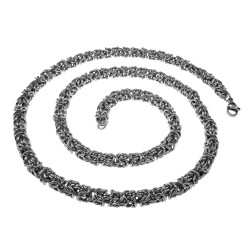 60cm x 6,5mm Koningsketting Heren - Gepolijst RVS - Zilverkleur Byzantijnse Schakelketting