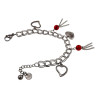 15cm tot 19cm Armband Dames - RVS - Romantische Armband met Hartjes en Rode Steen Hanger - Verstelbaar