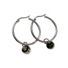 Dames - Gepolijst RVS - ∅30mm Oorbellen met Groene Zirkonia Hanger