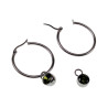 Dames - Gepolijst RVS - ∅30mm Oorbellen met Groene Zirkonia Hanger