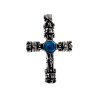 60cm x 3mm Jasseron-Ketting + 44 mm x 22 mm Kruishanger Heren - Gepolijst RVS - Koninklijk Kruis met Turquoise Steen met Ketting