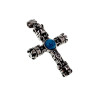 60cm x 3mm Jasseron-Ketting + 44 mm x 22 mm Kruishanger Heren - Gepolijst RVS - Koninklijk Kruis met Turquoise Steen met Ketting