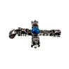 60cm x 3mm Jasseron-Ketting + 44 mm x 22 mm Kruishanger Heren - Gepolijst RVS - Koninklijk Kruis met Turquoise Steen met Ketting