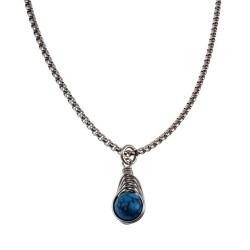 RVS Handgemaakt Visgraat Techniek Natuurlijke Turquoise steen Hanger