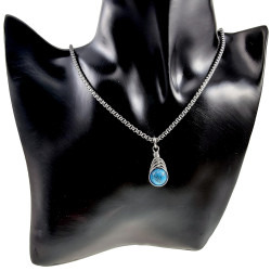 RVS Handgemaakt Visgraat Techniek Natuurlijke Turquoise steen Hanger