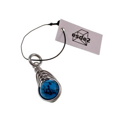 RVS Handgemaakt Visgraat Techniek Natuurlijke Turquoise steen Hanger
